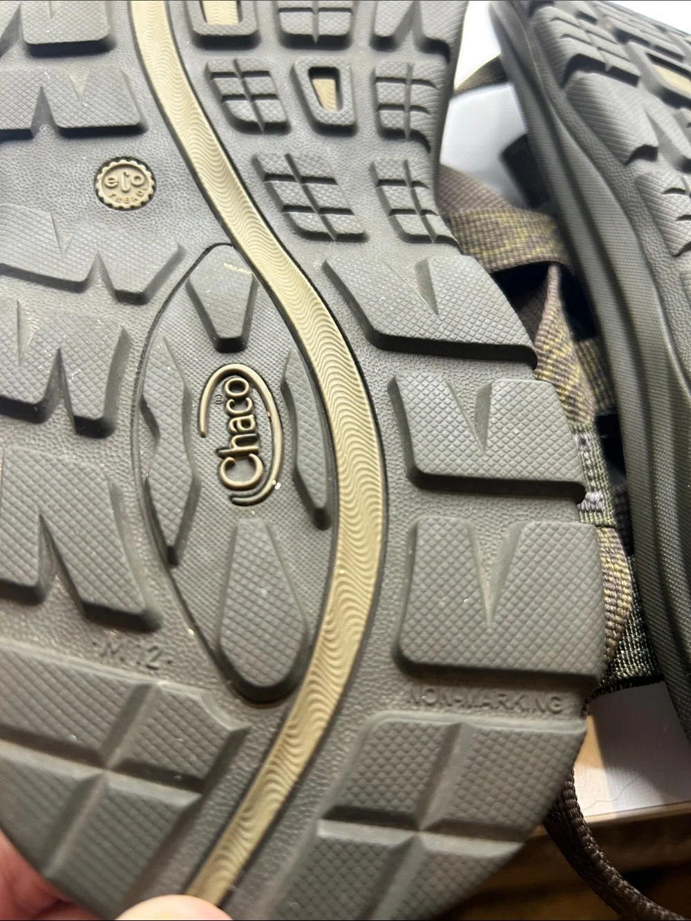 Chaco Men's Sandals in Olive and Black Strap Design size 12 Eco tread gorpcore